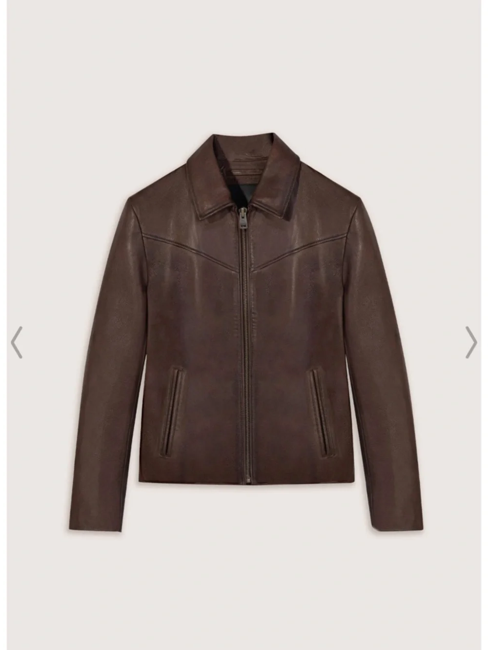 Boda Skins vintage Brown Leather Zip-Front Jacket